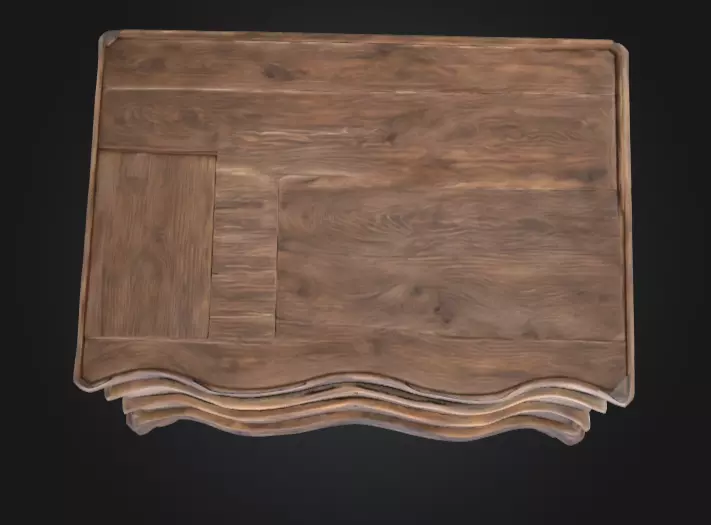 Rustic Wooden Dresser Low-poly 3D model_10