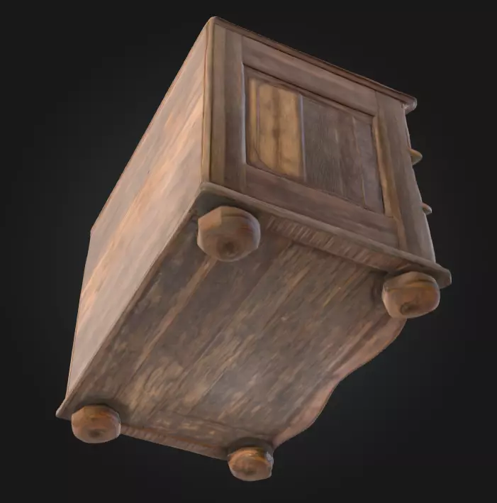 Rustic Wooden Dresser Low-poly 3D model_13