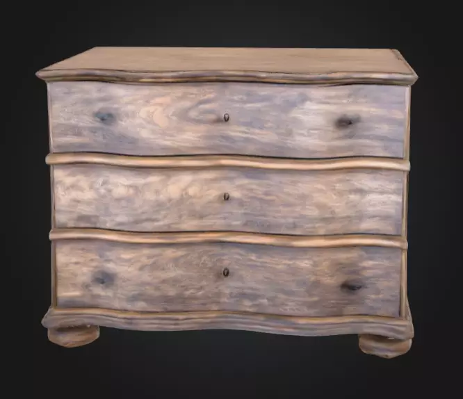 Rustic Wooden Dresser Low-poly 3D model_1