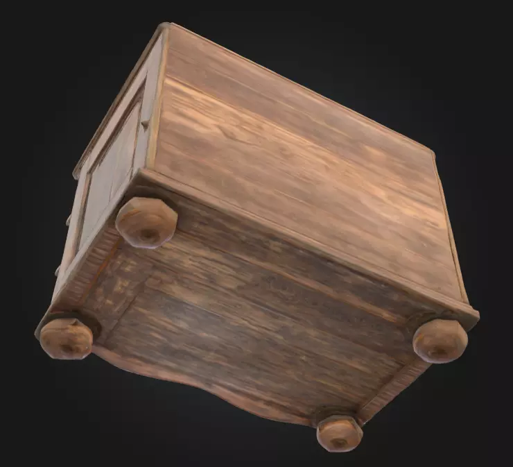 Rustic Wooden Dresser Low-poly 3D model_14