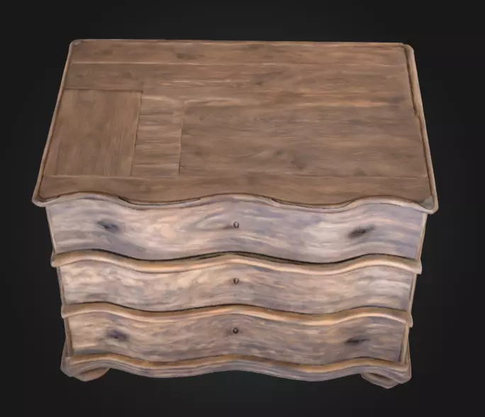 Rustic Wooden Dresser Low-poly 3D model_8