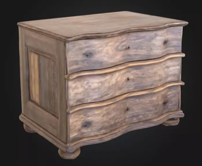 Rustic Wooden Dresser Low-poly 3D model_2