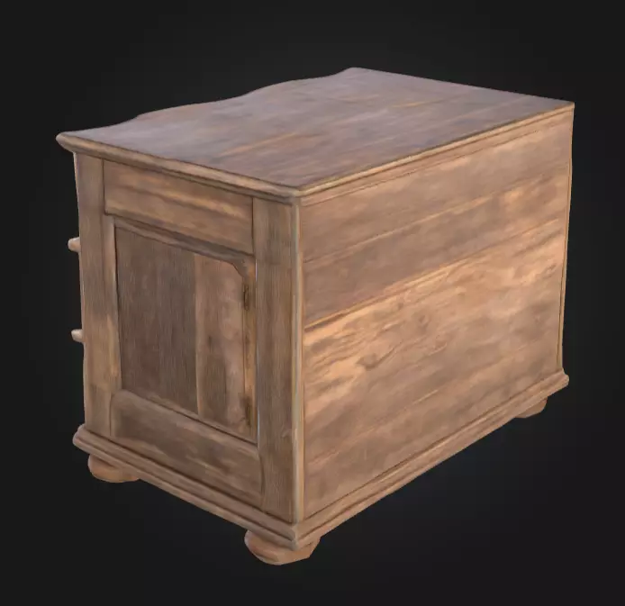 Rustic Wooden Dresser Low-poly 3D model_6