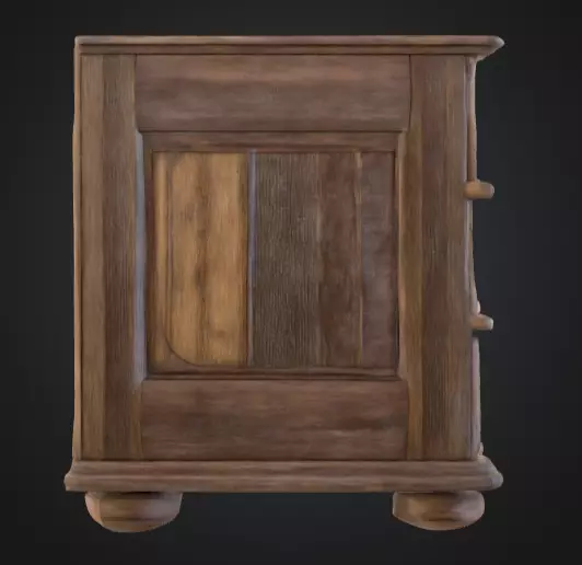 Rustic Wooden Dresser Low-poly 3D model_3