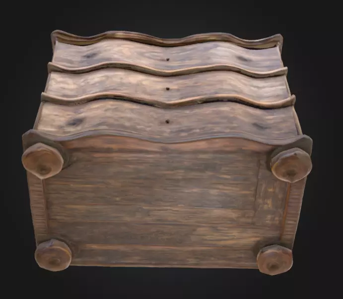 Rustic Wooden Dresser Low-poly 3D model_9