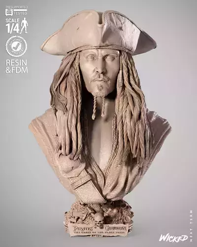 Wicked Movies Jack Sparrow Portrait Bust  3D print model