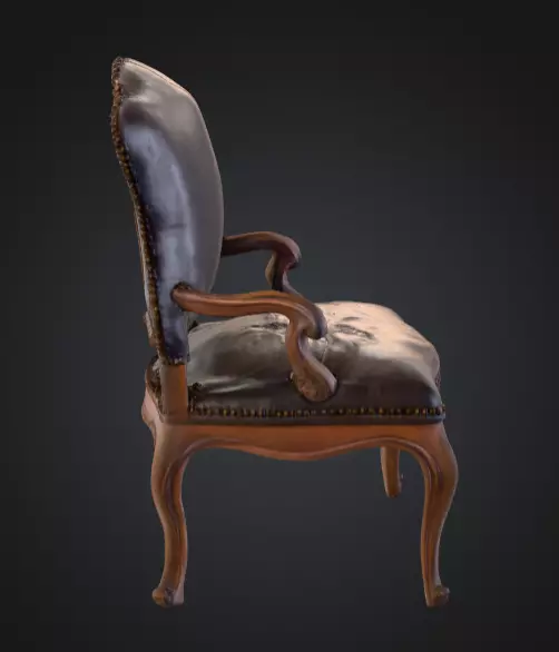 Vintage Elegance Chair Low-poly 3D model_3