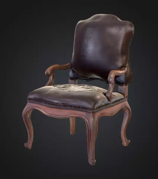 Vintage Elegance Chair Low-poly 3D model_8