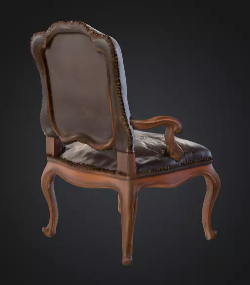 Vintage Elegance Chair Low-poly 3D model_4