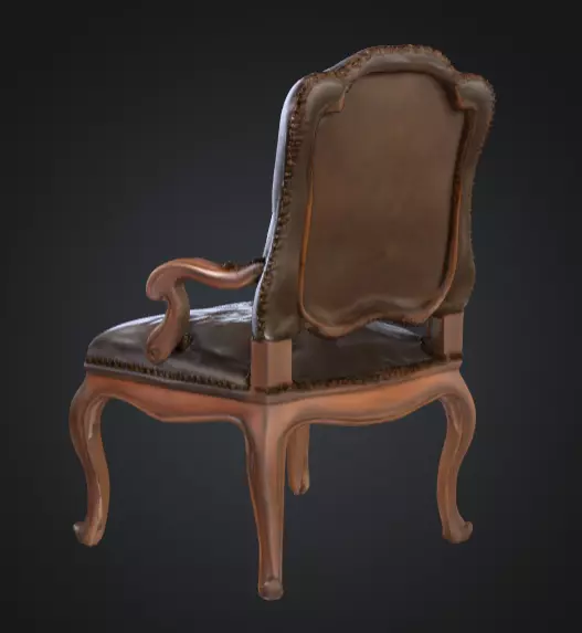 Vintage Elegance Chair Low-poly 3D model_6