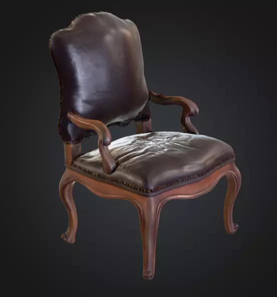 Vintage Elegance Chair Low-poly 3D model_2