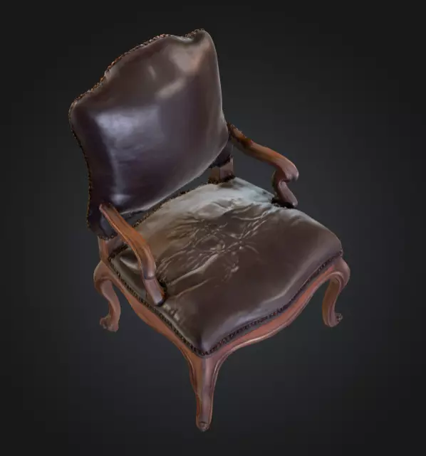 Vintage Elegance Chair Low-poly 3D model_10