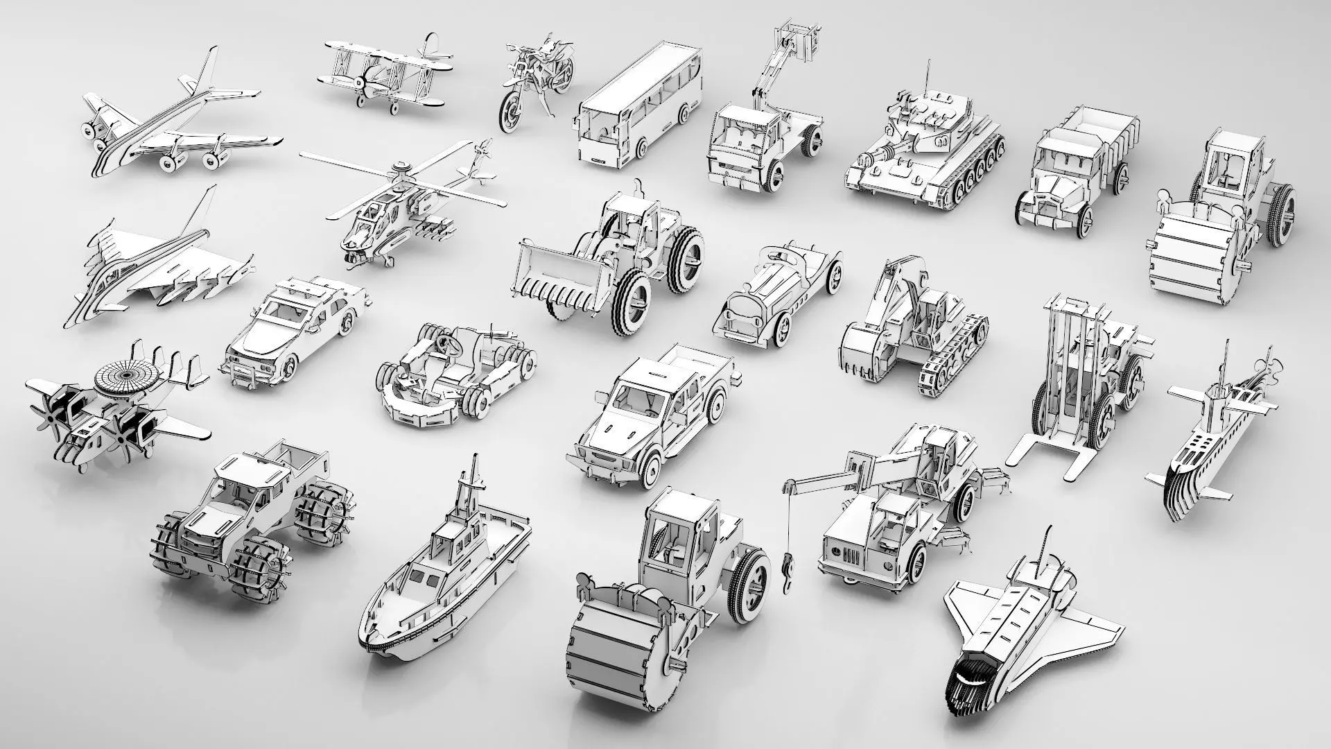 Wooden Toy Collection 3D model_3