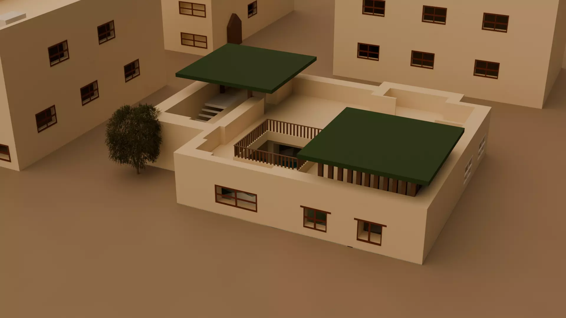 Moroccan Inspired Riad Style House 3D Model Free 3D model_0