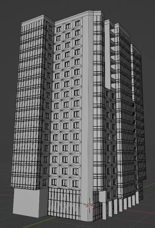 Big Apartment Building 3D model_6