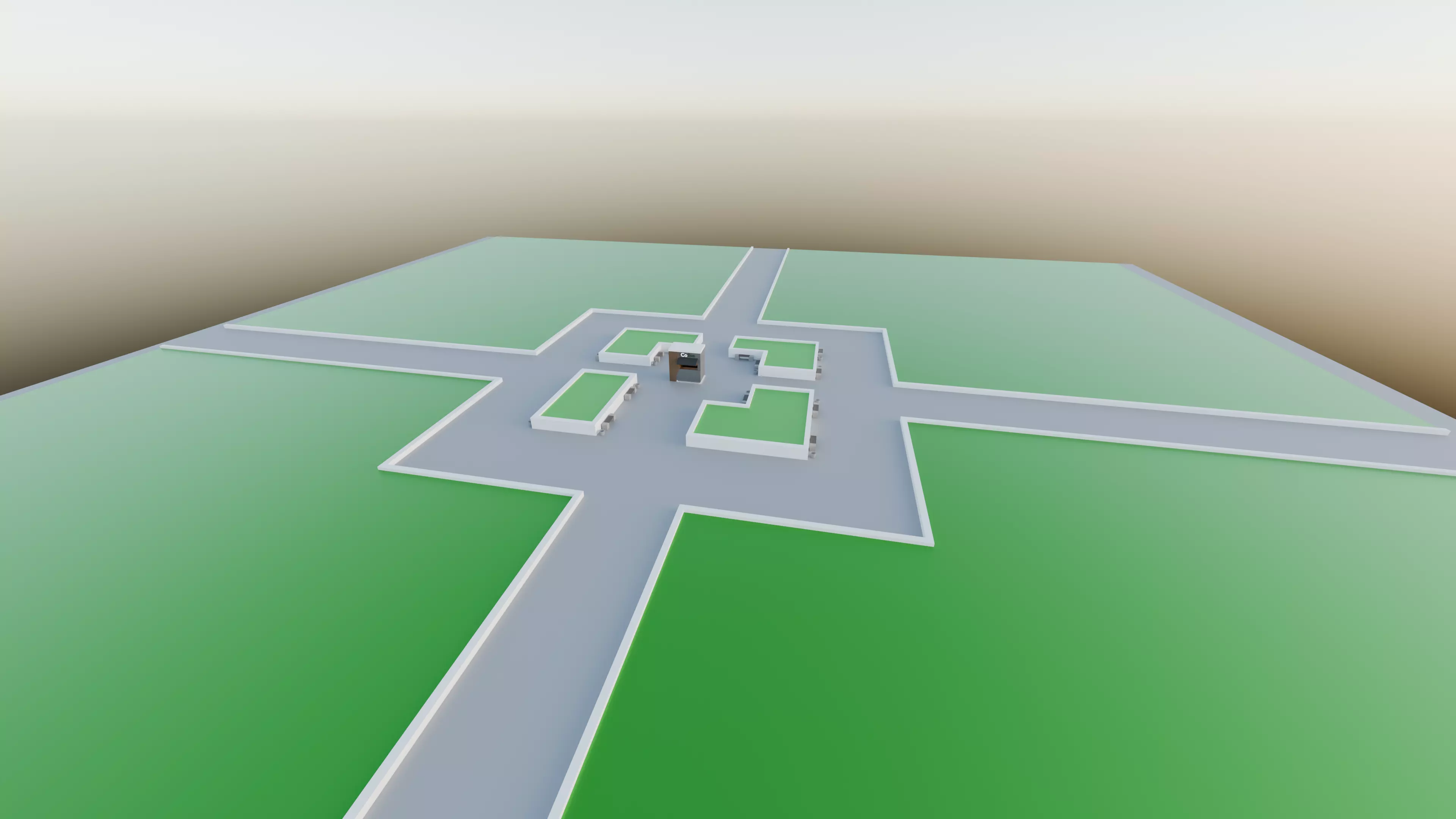 Public Park Landscape Coffee shop and chairs set 3D model_6