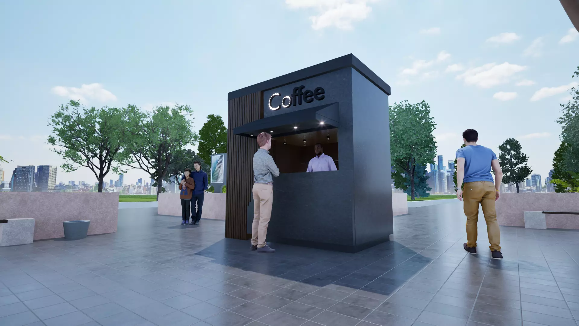 Public Park Landscape Coffee shop and chairs set 3D model_2