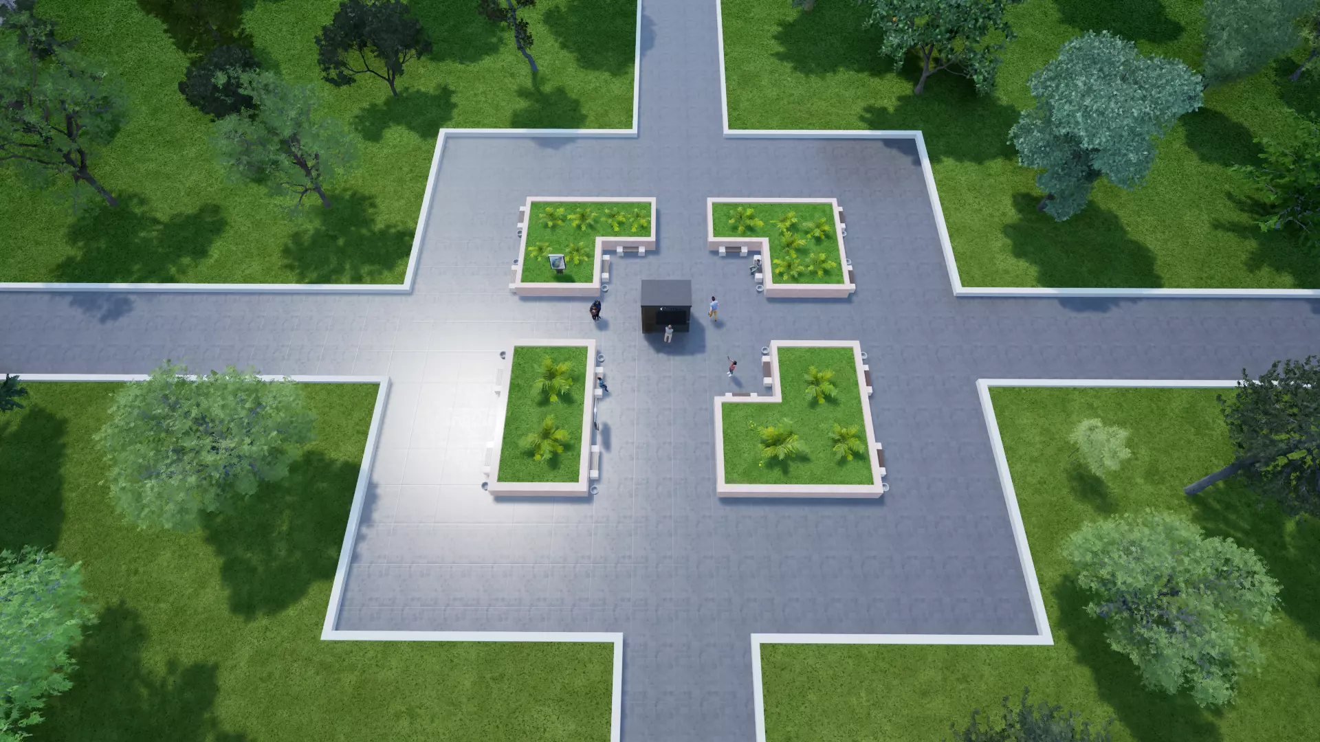 Public Park Landscape Coffee shop and chairs set 3D model_4