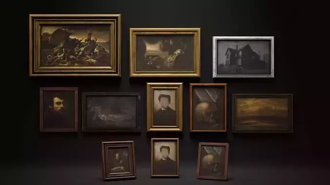 Old 3D Picture Frames Horror Pack  Game Ready