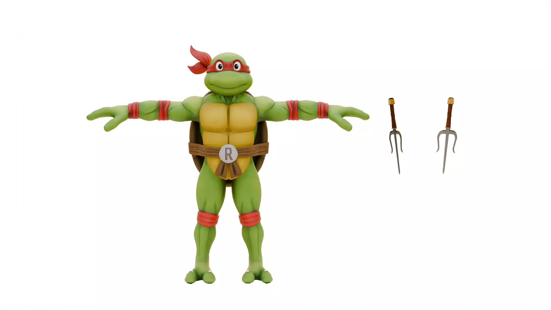 TMNT Raphael Cartoon Low-poly 3D model_15