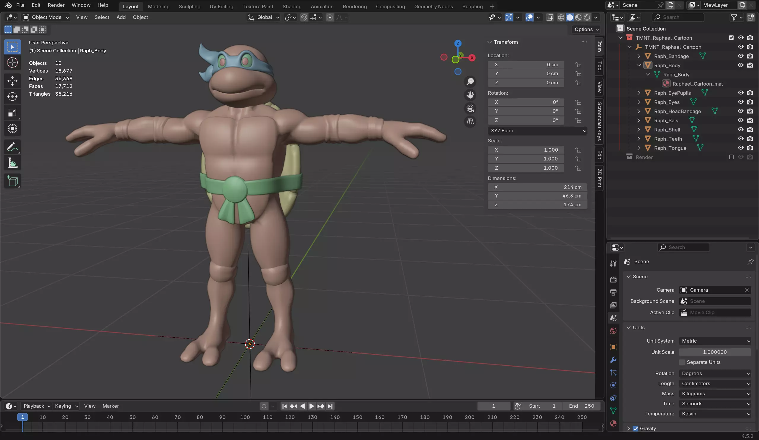 TMNT Raphael Cartoon Low-poly 3D model_13