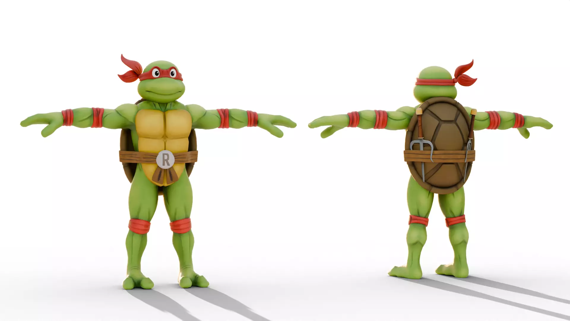 TMNT Raphael Cartoon Low-poly 3D model_9