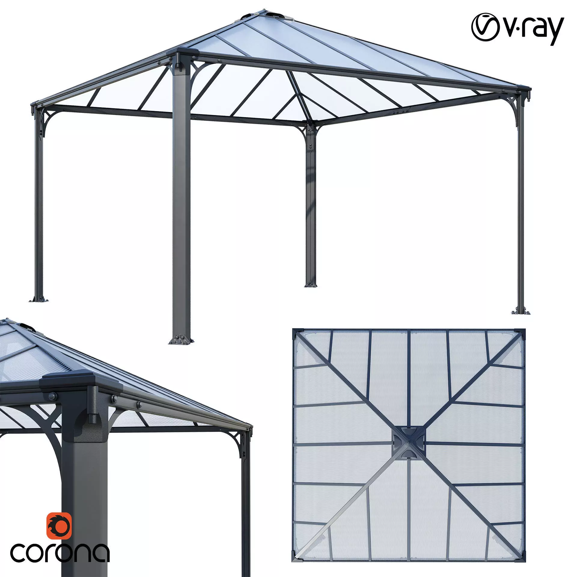 Pergola Palermo Palram with BLENDER file 3D model