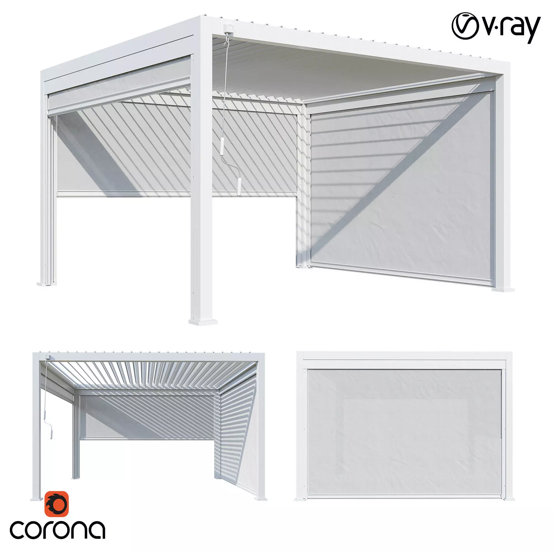 Canopy gazebo Alvaro white 3D model_0