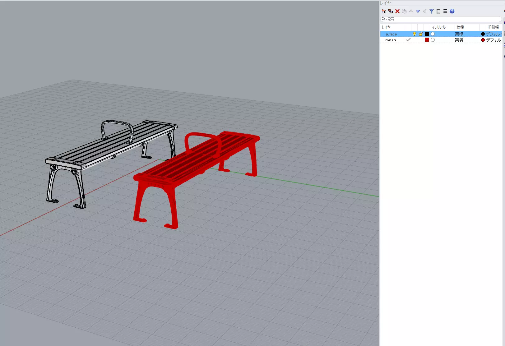 Japanese public bench type A 3D model_10