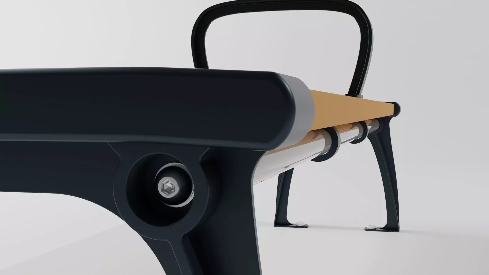 Japanese public bench type A 3D model_7