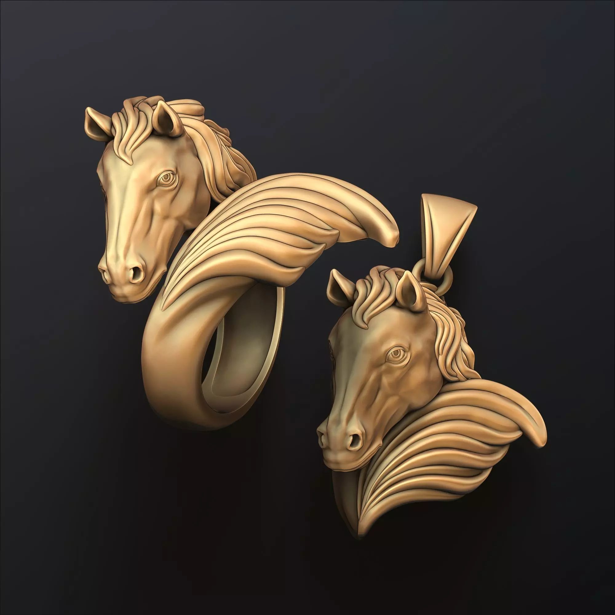 Horse Head Ring Pendant v2 Collection _0