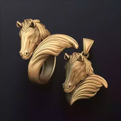 Horse Head Ring Pendant v2 Collection 