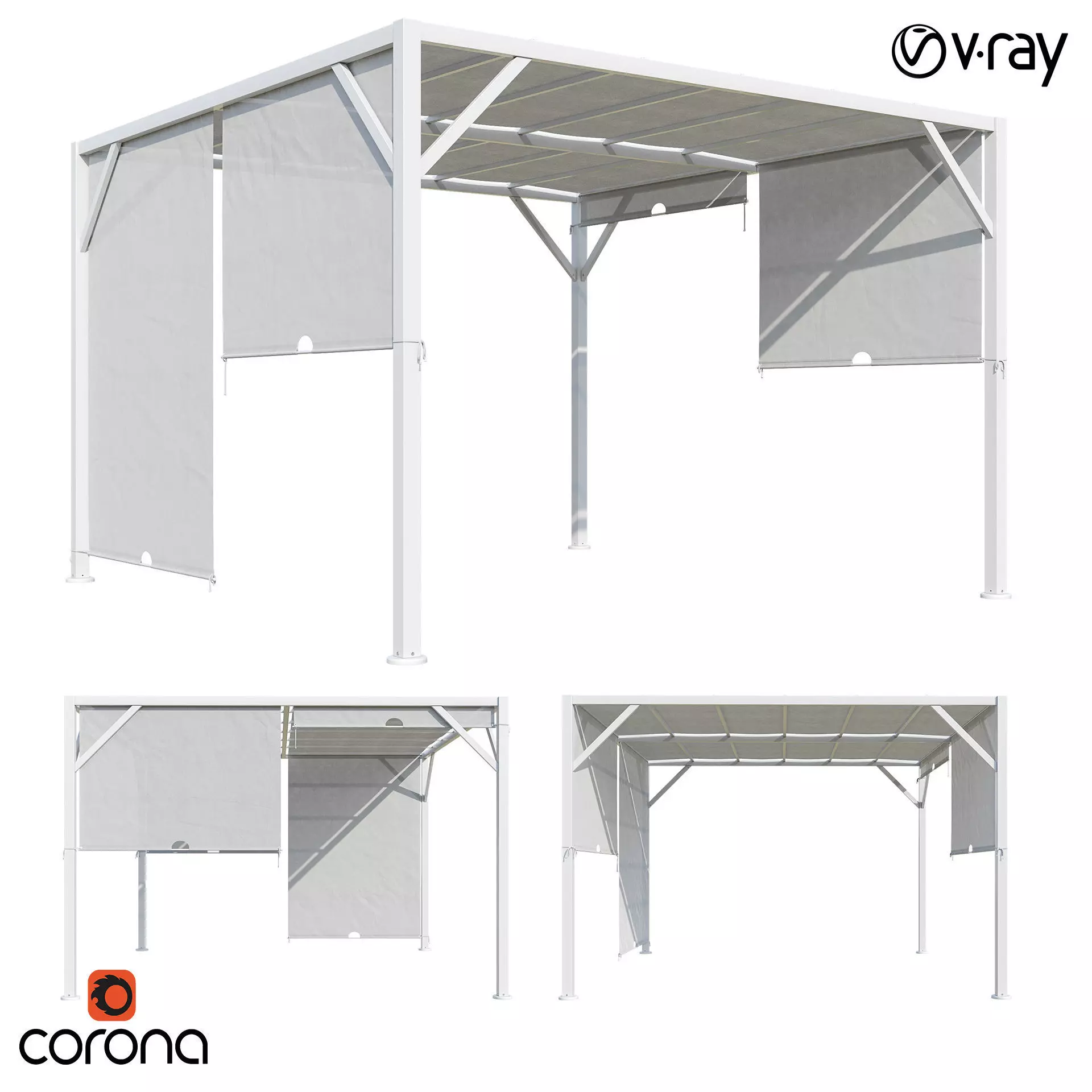 Canopy gazebo gazebo Santorini 3D model_0