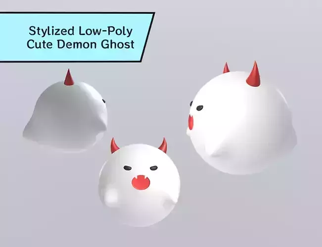 Stylized Low-Poly Cute Demon Ghost Low-poly 3D model