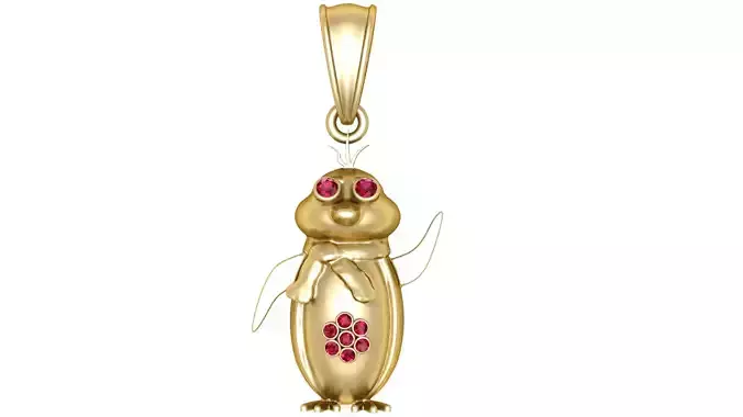  3D Gold Penguin Pendant
