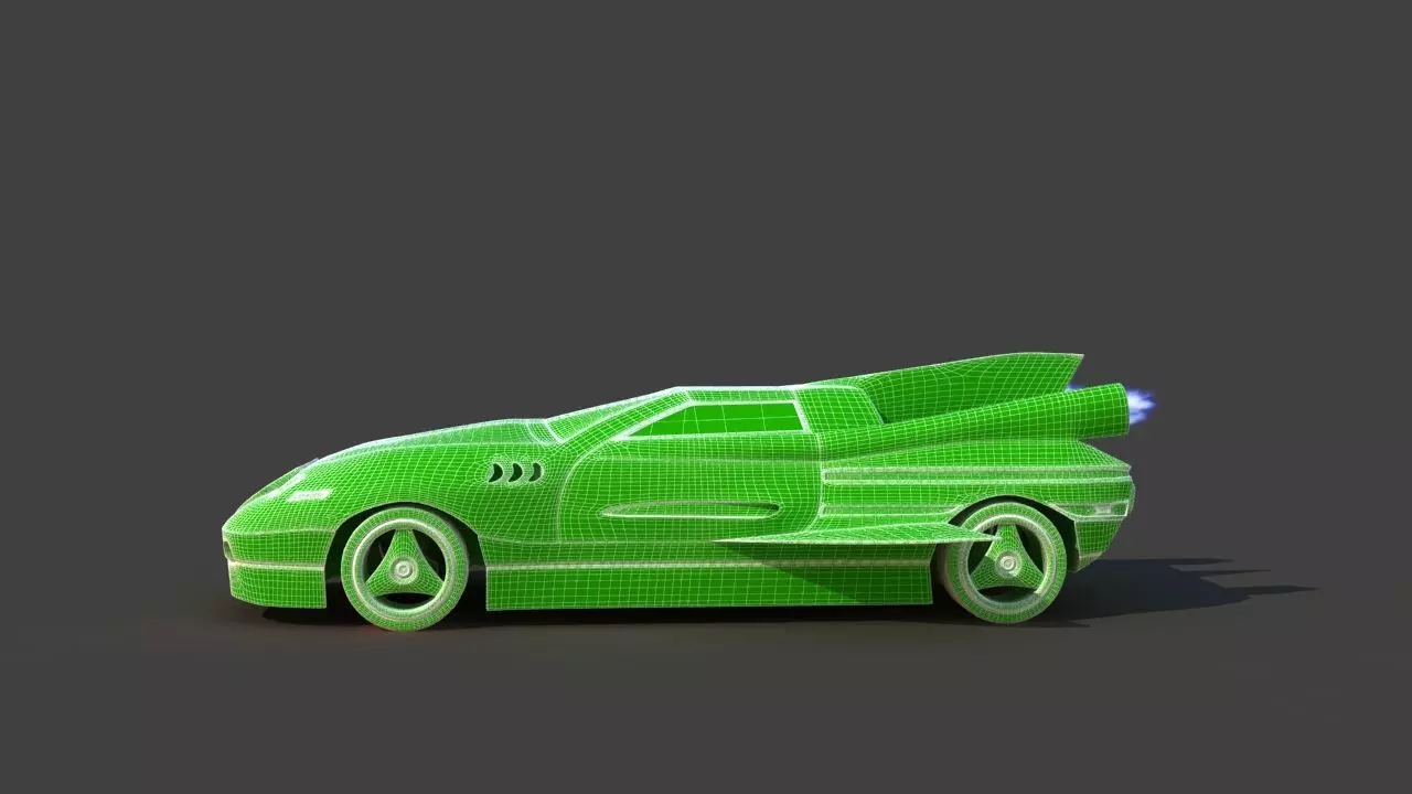 Futuristic Jet Car 3D model_35