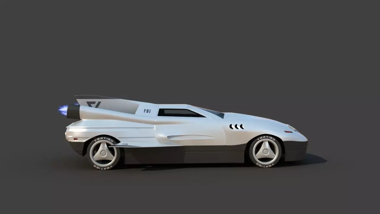 Futuristic Jet Car 3D model_2