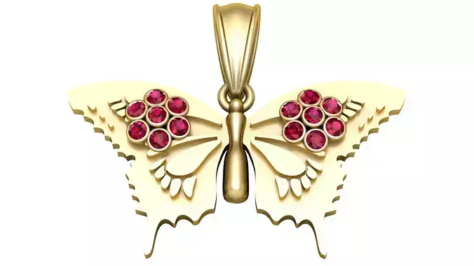 3D Gold Butterfly Pendant 