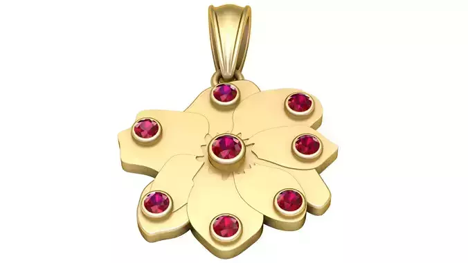 3D Gold Flower Pendant 