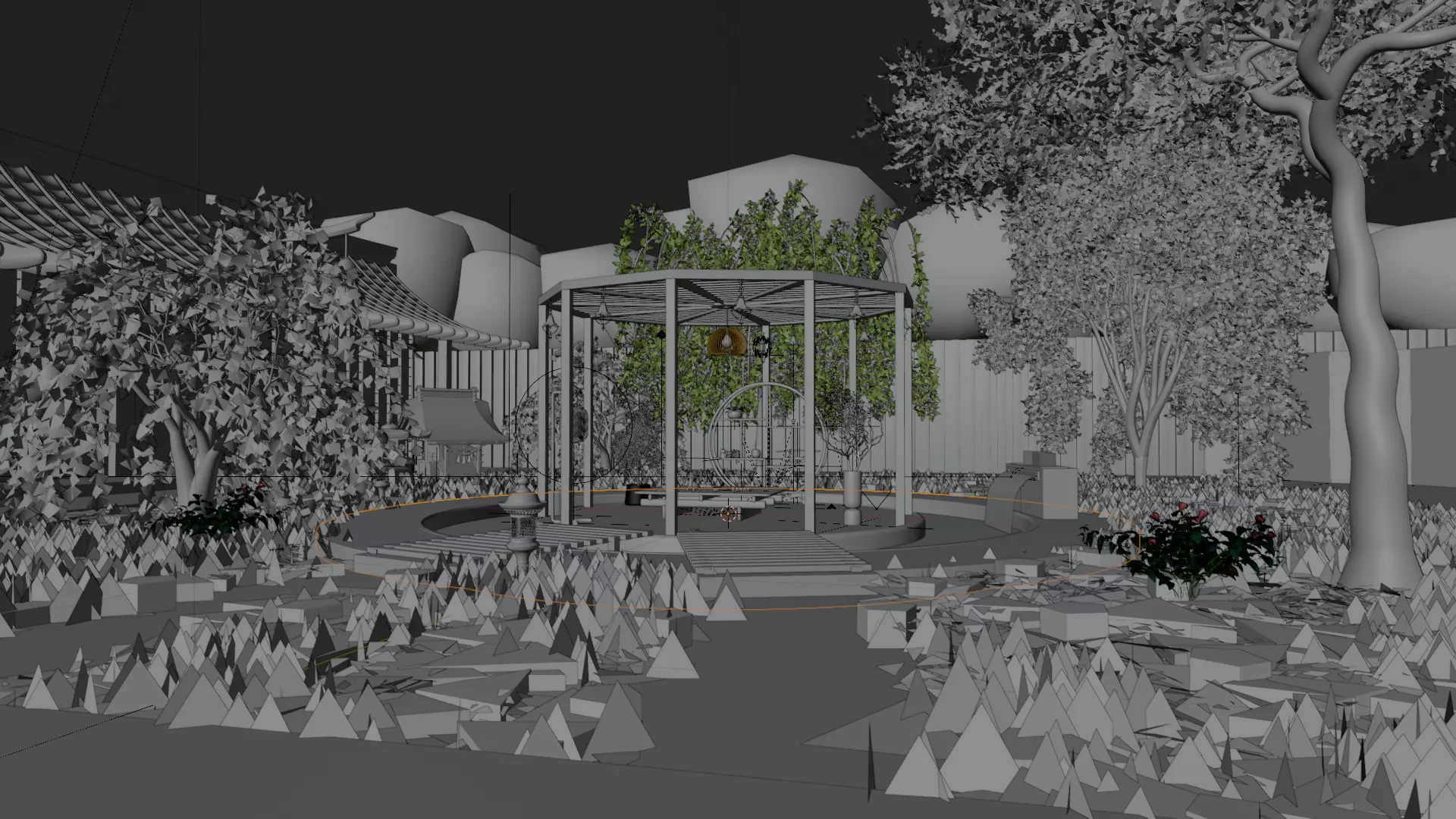 Japanese Garden Pavilion Photorealistic 3D Visualization 3D model_3