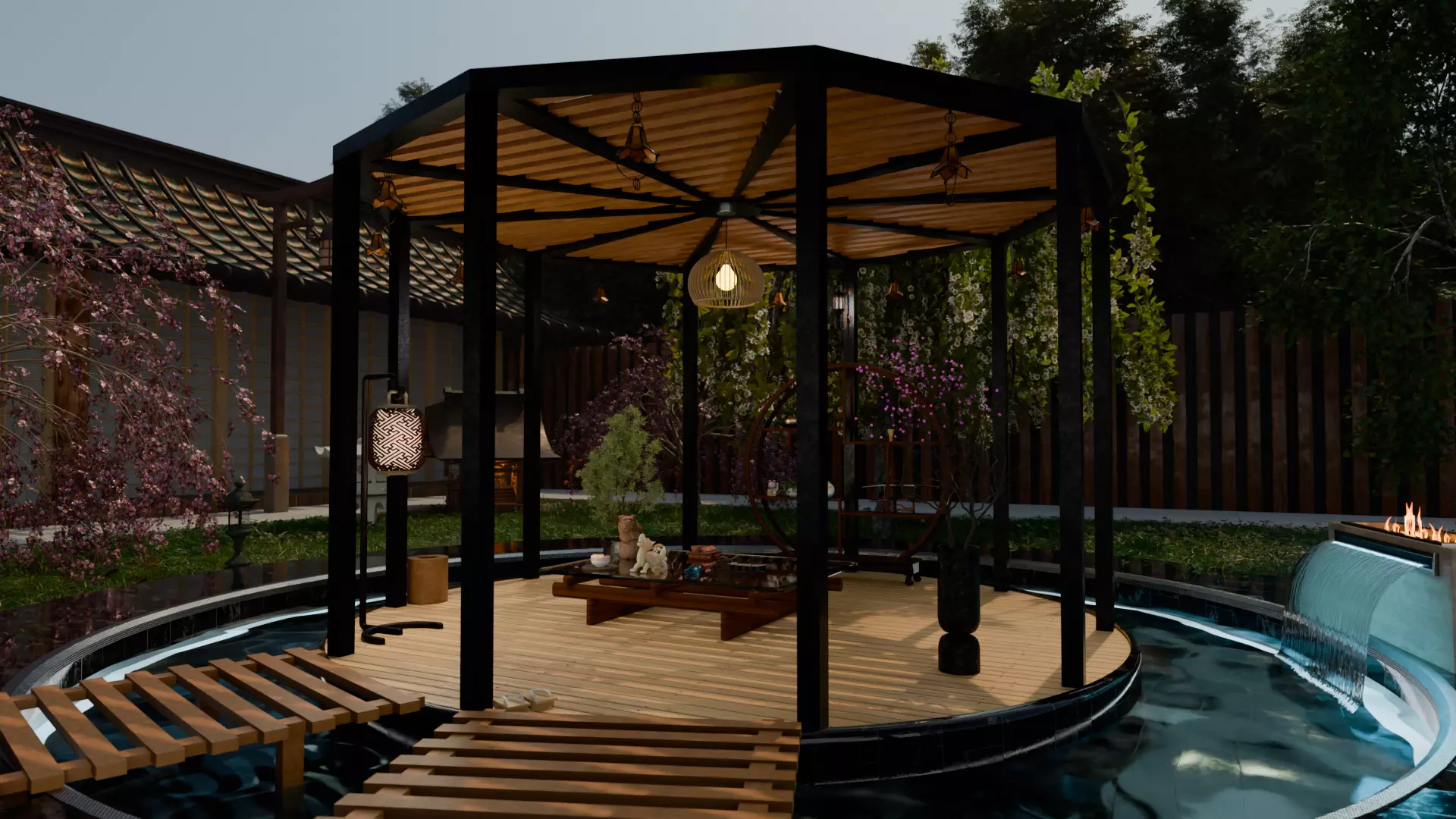 Japanese Garden Pavilion Photorealistic 3D Visualization 3D model_1