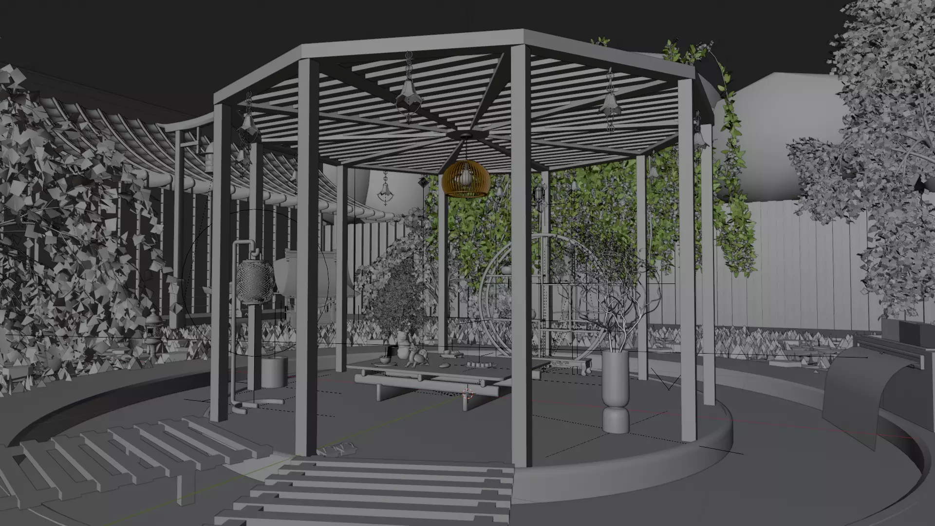 Japanese Garden Pavilion Photorealistic 3D Visualization 3D model_4