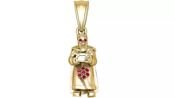 gold hooded figure pendant