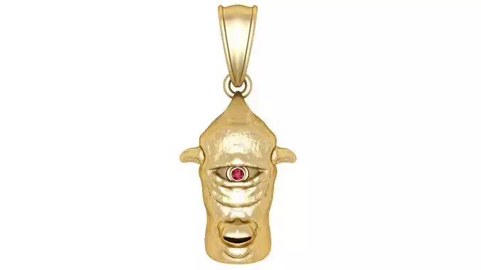 Cyclops head gold pendant
