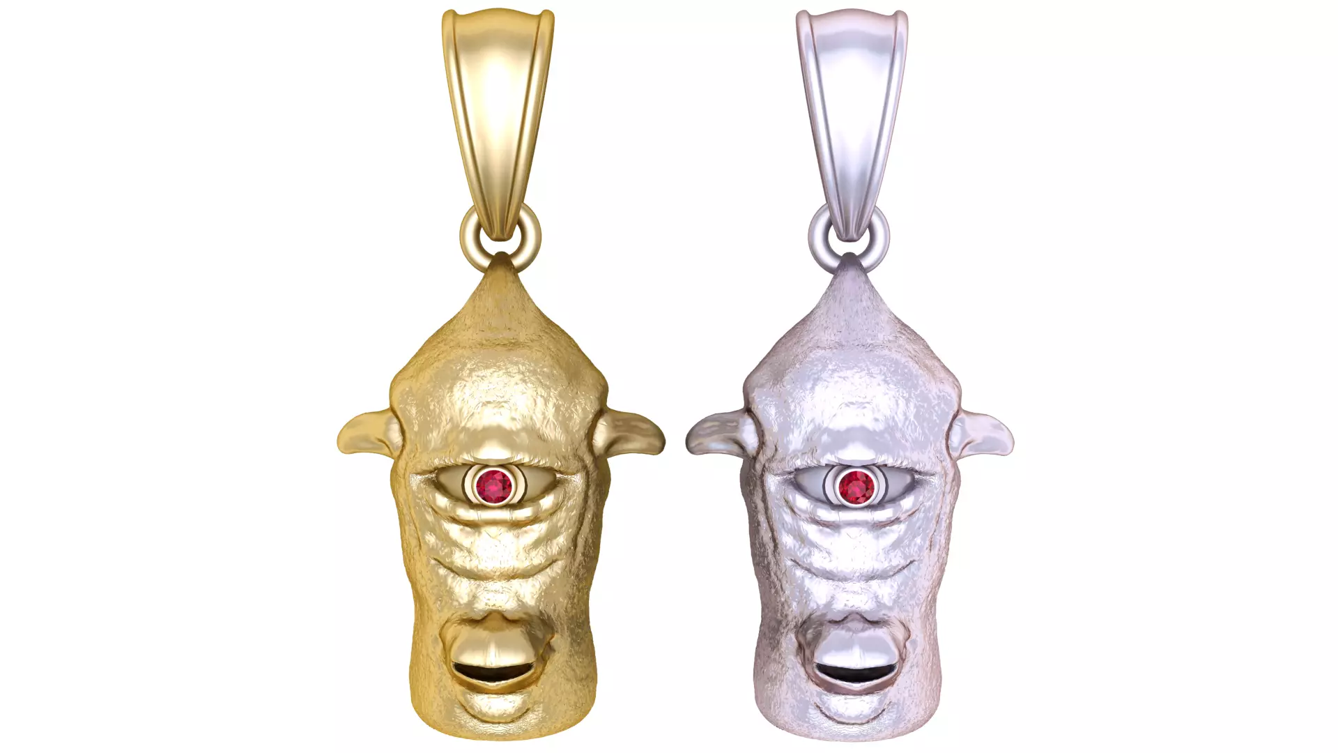 Cyclops head gold pendant 3D print model_1