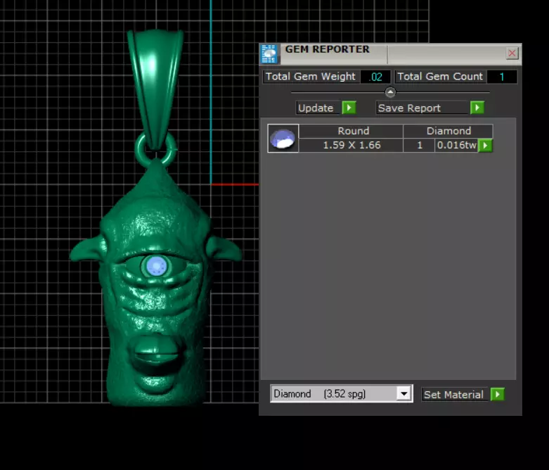 Cyclops head gold pendant 3D print model_5