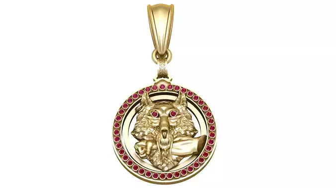 wolf head gold pendant