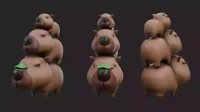 Cute Capybara  Low-poly 3D model