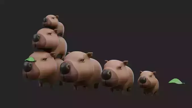Cute Capybara  Low-poly 3D model
