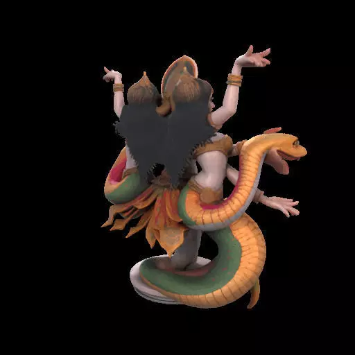 2022 Indian Serpent Woman Dancer on Pedestal 3D print model_3